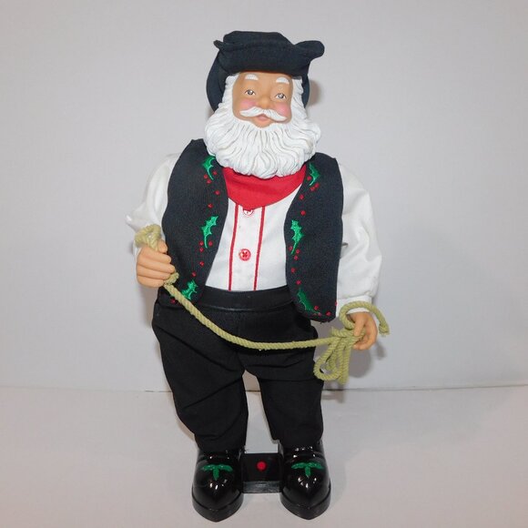 Gemmy 15" Animated Dancing Musical Christmas Cowboy Santa Claus with Lasso - Picture 1 of 10